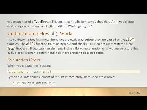 Understanding short circuiting in Python's all() Function: Why Is It Not Working?