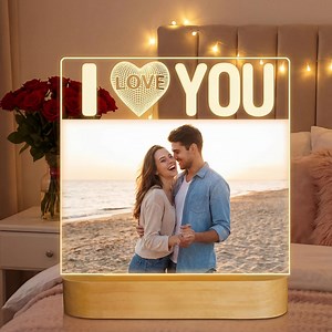I Love You LED Picture Frame With Custom Photo, Romantic Night Light Gift for Couples, Husband Wife Wedding Anniversary Decor - Etsy