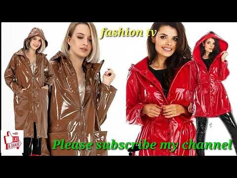 Pvc shiny vinyl rain dresses with beautiful girls