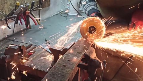 Knife making. Bowie knife forging.