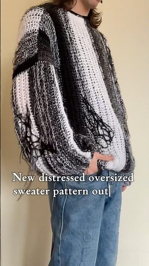 Cosy distressed striped crochet sweater tutorial out now on my channel :)