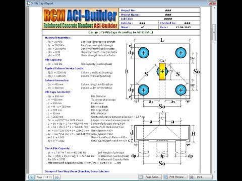 RCM ACI-BUILDER Design of Pile Cap