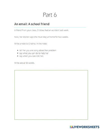 Ket Writing 7 worksheet