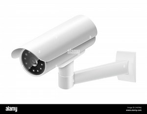 Security camera. White CCTV surveillance system. Territory or premises watching and control, safety measure, police service. Vector 3d realistic illus Stock Vector Image & Art - Alamy