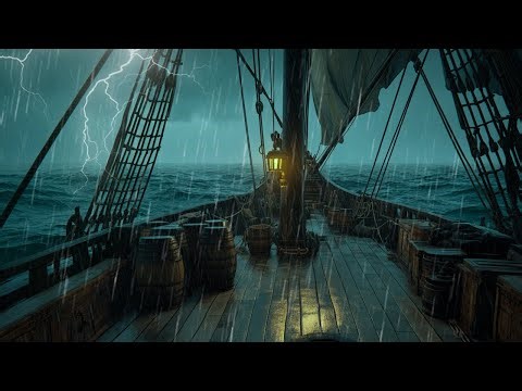 Heavy Rain, Thunder & Ocean Waves for Deep Sleep and Stress Relief on a Boat