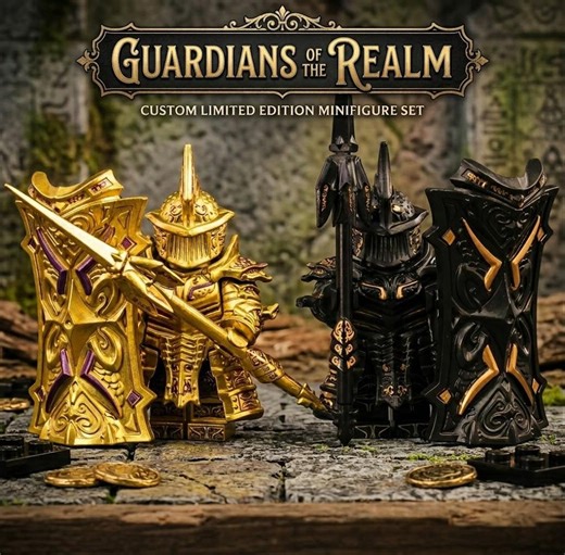 Black Gold Knight Minifigure, Giant Shield Warrior, Dark Fantasy Toy, Compatible Bricks - Etsy