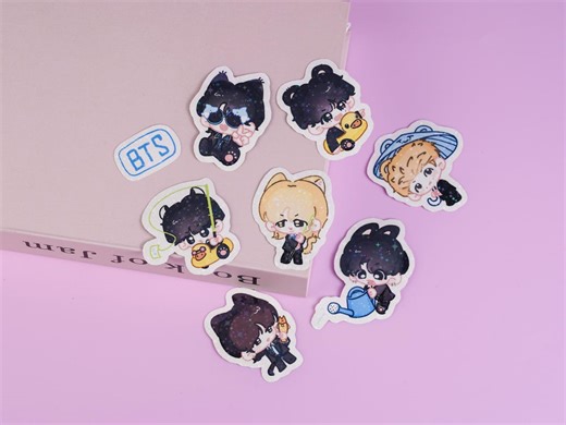 BTS Chibi Stickers Waterproof Vinyl Decals | Cute K-pop Character Stickers for Laptop, Water Bottle, Phone Case - Etsy