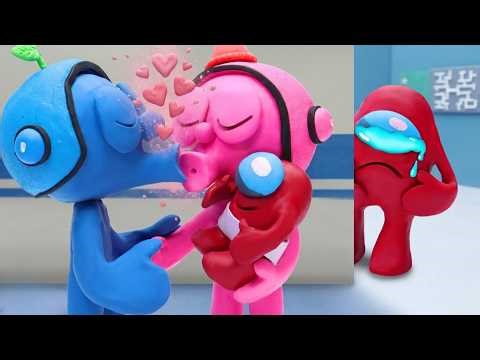 AMONG US ROMANCE! PINKY'S SURPRISE DELIVERY! 🤰😱 | Stop-Motion | Clay Mixer Heroes
