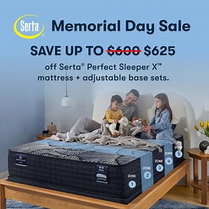 Save up to $625 on Serta® Perfect Sleeper X™ mattress adjustable base sets. Shop the Memorial Day Sale. | Serta Mattress