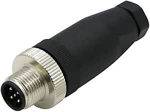 M12 5 Pin Male Connector, A Code Industrial Circular Connector Field Assembly Wireable Sensor IP67 Unshiled Straight Type Adapter 125V 4A AC/DC Connector for PG7
