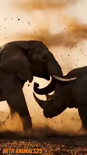 Elephant vs Rhino – Clash of the Giants #wildlife #nature