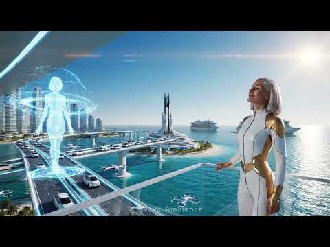Ocean Metropolis 2050 (4K) | Futuristic Seaside Smart City | AI Robots & Relaxing Sci-Fi Ambience