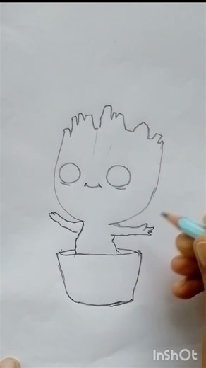 How to draw Groot🌿#art#drawing#painting#colorful#groot#way#cute#nice#baby#easydrawing#pencil#tree