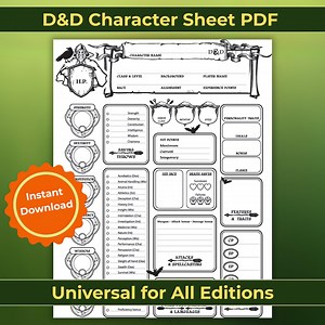 Charakter Bogen DnD 5e PDF | Printable Dungeons and Dragons Sheet | Digitaler Download - Etsy.de