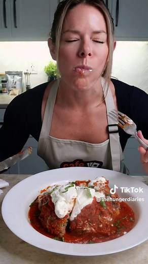 The iconic 1 pound meatball from Lavo in Las Vegas recreated at home in the @Cafe Casino kitchen, with all the globular glory and a couple small tweaks. [ad] I followed the copycat recipes I found online almost to a T, except rather than pan frying (which, idk about you but whenever I pan fry a meatball I end up with a meat Rubik’s cube looking thing with all the flat sides), I chose to bake mine at high heat (450 F) for 20 minutes, then covered in sauce and braised in the oven for another 20 or