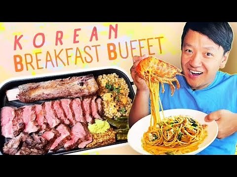 Korean BREAKFAST BUFFET, LOBSTER Pasta & SIZZLING RIB PLATE in Seoul South Korea