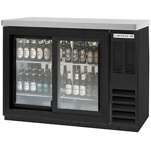 Beverage-Air BB48HC-1-F-GS-B-27 48" Black Counter Height Sliding Glass Door Food Rated Back Bar Refrigerator