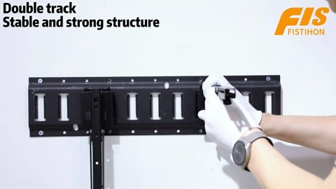 12 Inch Double Fittings E Track Shelf Bracket - Durable Hinged Collapsible Table Brackets - 4 Pack Black Powder Coating E-Track Accessories for etrack Workbench Shelves