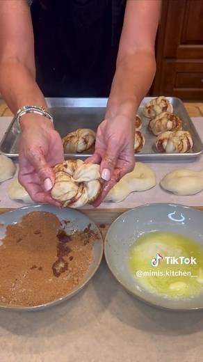 EASY CINNAMON ROLLS!! INGREDIENTS: * 1 bag Rhodes Texas Size Rolls, frozen dough (24 count) * 3/4 cup brown sugar * 2 1/2 tablespoons ground cinnamon * 1/2 cup butter, melted **CREAM CHEESE FROSTING: * 4 oz cream cheese, softened * 5 tablespoons butter, softened * 1/2 tablespoon vanilla * 2 tablespoons milk * 3 cups powdered sugar DIRECTIONS: > Spray sheet pan with nonstick cooking spray. Placed frozen roll dough on cookie sheet in sets of two. All 24 will go on the sheet pan. Half for a 9 x 13