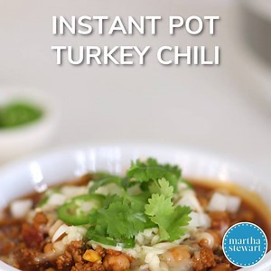 Browning the ground turkey and aromatics on the "Saute" setting of the Instant Pot before simmering is the secret to achieving that depth of flavor in this one-hour chili. https://trib.al/MVeFKv2 | Martha Stewart