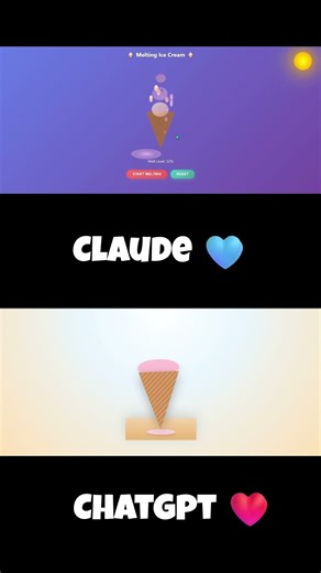 AI Faceoff: Melting Ice Cream Cone Animation Comparison 🍦🔥 | Satisfying Short #ai #aicomparison