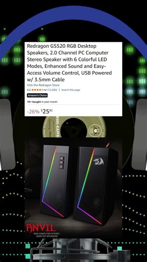 Redragon GS520 RGB Desktop Speakers, 2.0 Channel PC Computer Stereo Speaker #gaming #gamer