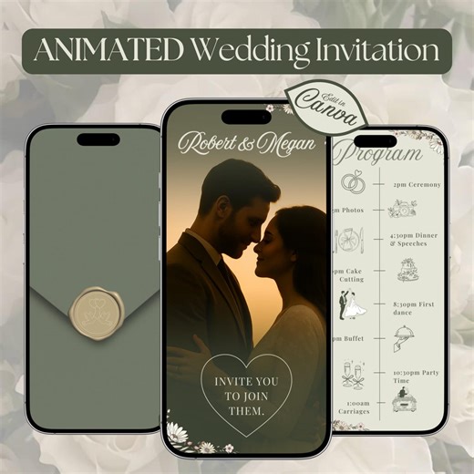 Plantilla de invitación de boda en video: Invitación animada (Canva editable, descarga digital) - Etsy México