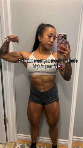 Your Favorite Filipina on Instagram: "A 600lb deadlift and an Olympian physique is guaranteed once your try 😝🥩 . . . . #jacked #bodybuilder #quadzilla #gymrat #musclemodel"