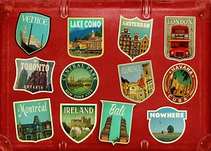 Vintage Travel Stickers Pack: Personalized Luggage Decals - Etsy
