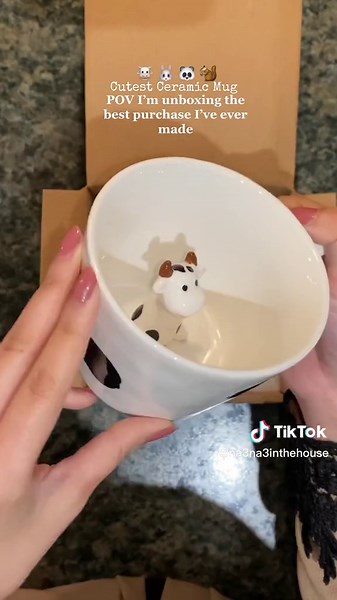 Animal Ceramic Mugs with Golden Spoon