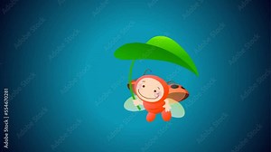 cartoon ladybird flying 2d animated background, ladybug