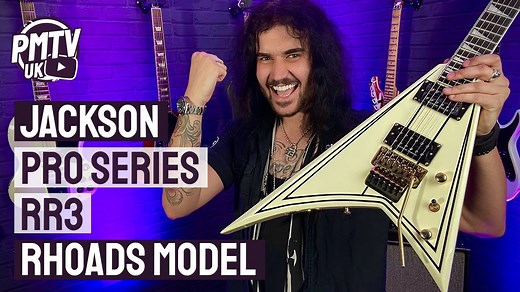 Dagan demoes the awesome Jackson Rhoads RR3 from the Pro Series! Designed by Randy Rhoads himself after the super sonic aircraft, this striking shred machine has been tearing faces off since its initial introduction in 1981. | Play Music Today