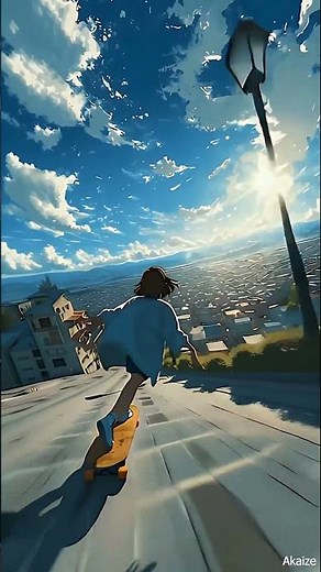 🌤️✨ Relaxing Anime Skateboard Ride | Dreamy Downhill Summer Vibes 🛹