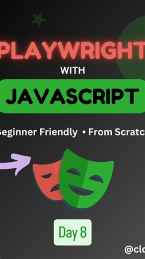Clover Coder 🍀 | Playwright with JavaScript Series Day 8🎭🚀 Learn modern end-to-end testing using Playwright with JavaScript — from setup to real-world... | Instagram