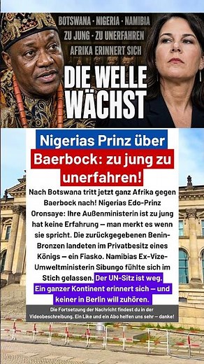 Nach Botswana jetzt Nigeria und Namibia — ganz Afrika rechnet mit Baerbock ab! #deutschland