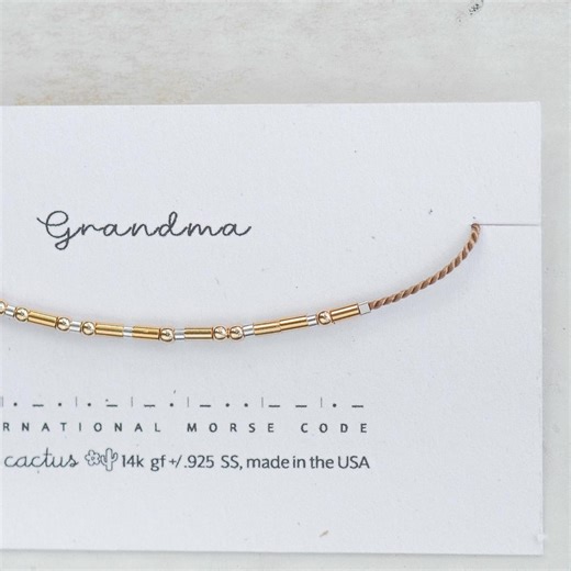 Gold Morse Code Bracelet. Grandma or Customize Word. Adjustable, Any Color - Etsy