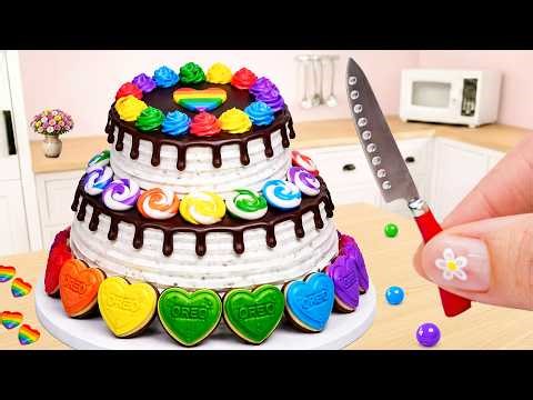 Miniature Rainbow Heart Cake 🌈💖 Satisfying Chocolate Cake Decorating | Mini Baking by Amazing Cake