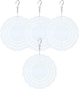 4 Pcs 3 Inch Sublimation Wind Spinner Blanks, Hanging Wind Spinners, 3D Aluminum Wind-Powered Kinetic Sculpture, Spinner Suspension Trim for Indoor, Outdoor, Garden, Yard and Porch
