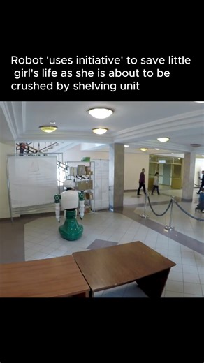 Robot saves little girl from getting crushed by a shelf.  | Trey Smith | Facebook