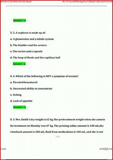 Ccht Practice Exam Davita 150 Questions With 100 Correct Ansupdate video