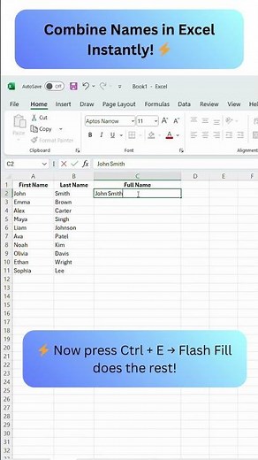 Combine Names in Excel Instantly! ⚡#Shorts