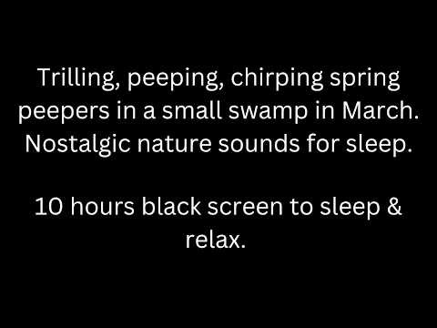 Spring peepers trilling, chirping, peeping in March, 10 hour tree frog sounds black screen to sleep