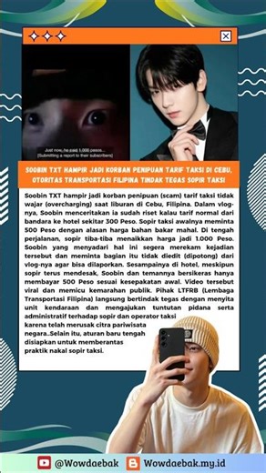 TXT's Soobin Suspected of Taxi Fare Fraud & Philippine Authorities Take Firm Action Against Taxi ...