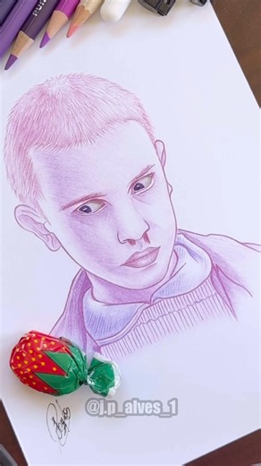 Drawing Eleven 😍 / Amazing DIY hack 👀 #strangerthings #eleven #tutorial #challenge #drawing