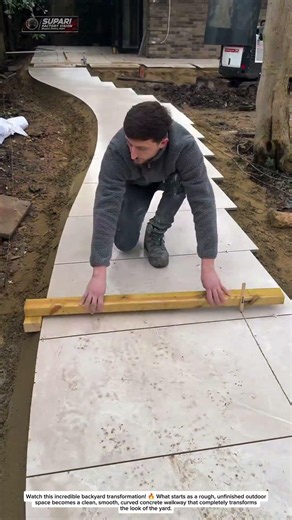He Turned a Messy Backyard Into a BEAUTIFUL Concrete Walkway! 😱🔥