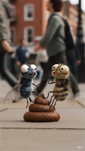 Nature’s Clean-Up Crew 🪰 | Two Flies Feast on Dog Poop (up-close)