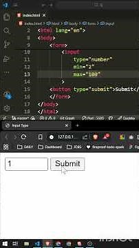 HTML Number Input Explained 🔢 | type="number" min, max & step for Beginners #html #tutorial