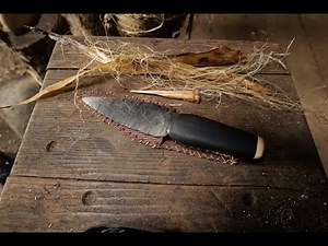 Finishing a Stone Dagger the Ancient Way | Leather Sheath Making