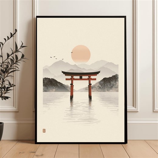 Poort van Eeuwige Rust – Zen Japanse Torii Muurdecoratie, Minimalistisch Japans Landschap, Rustgevende Oosterse Decoratie, Printbare Zen Kunst - Etsy Nederland