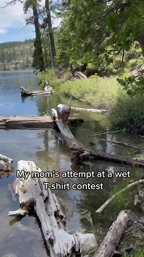 My mom‘s attempt at a wet T-shirt contest 😂 sorry mom